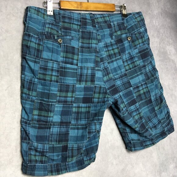 Gap Khakis Mens Quilted Patchwork Shorts size 38 Blue Flat Front Cotton Pockets - Picture 6 of 10